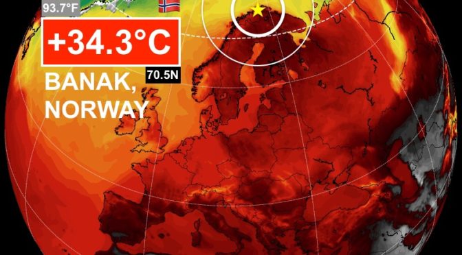 34.3 fokos maximum hőmérsékleti rekord Norvégia északi részén (2021.07.05.)